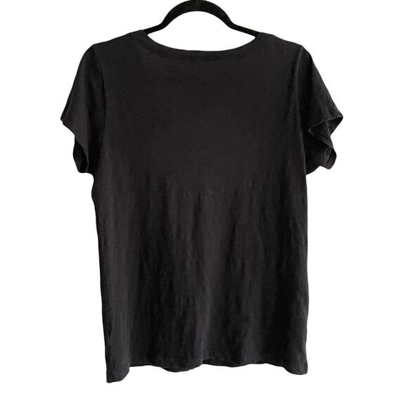 VELVET BY GRAHAM & SPENCER Black Cotton Slub V-Neck Short-Sleeve T-Shirt XS - Picture 3 of 5